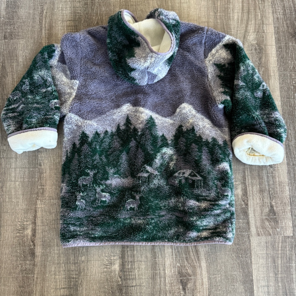 Vintage Reversible Deer Design Fleece Coat - Picture 5 of 8
